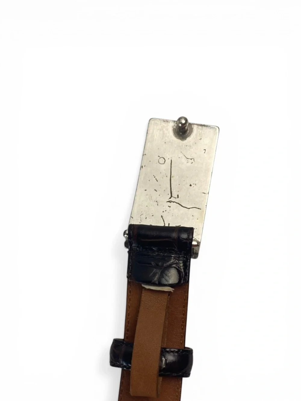 Lauren Ralph Lauren LRL Italian Leather Croc Embossed Belt in Brown Size L